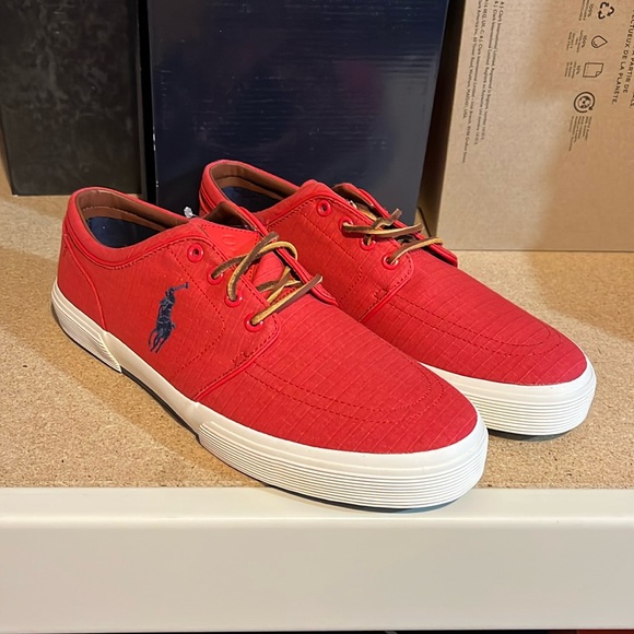 Polo Ralph Lauren Faxon Ripstop shoes sneakers new red Mens Size 11.5 - Picture 2 of 13